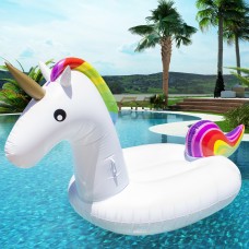 Best Choice Products Giant Rainbow Inflatable Unicorn Pool Float Toy Outdoor Fun Water Swim Floater   